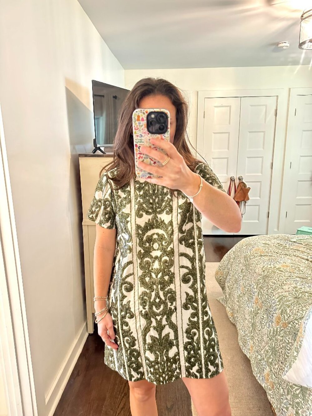 Show Me Your Mumu Olive Green Sequin Open Back Mini Dress | Size Small